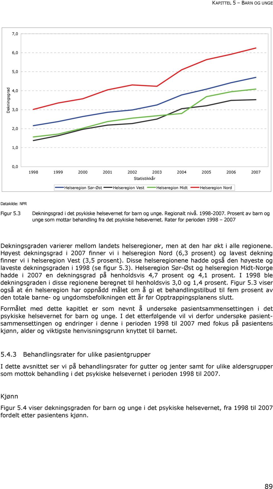 Rater for perioden 1998 2007 Dekningsgraden varierer mellom landets helseregioner, men at den har økt i alle regionene.