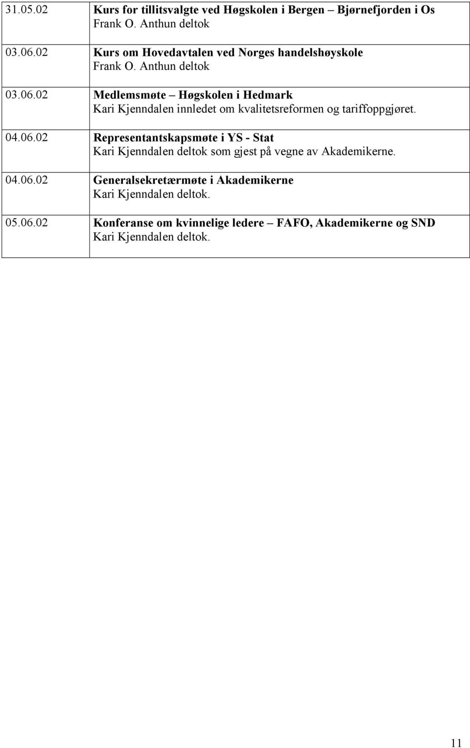 02 Medlemsmøte Høgskolen i Hedmark Kari Kjenndalen innledet om kvalitetsreformen og tariffoppgjøret. 04.06.