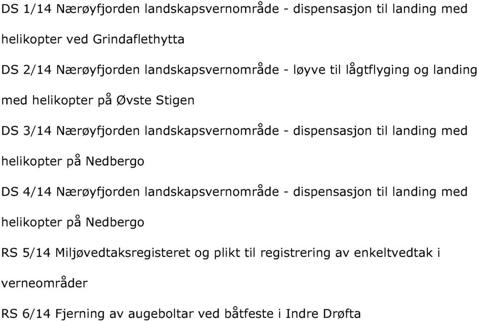 dispensasjon til landing med helikopter på Nedbergo DS 4/14 Nærçyfjorden landskapsvernområde - dispensasjon til landing med helikopter