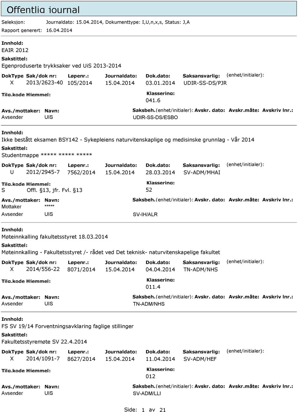 2014 V-ADM/MHA V-H/ALR Møteinnkalling fakultetsstyret 18.03.