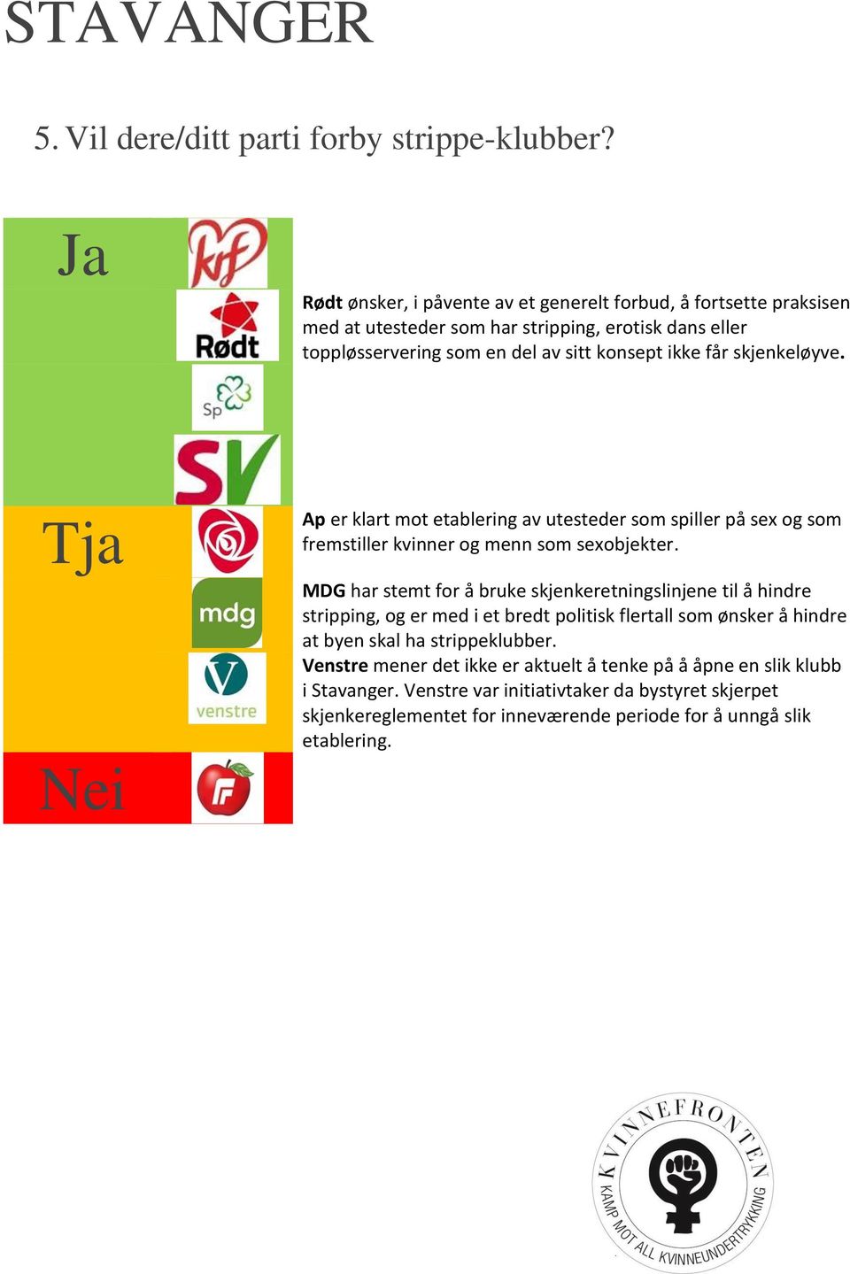 skjenkeløyve. Ap er klart mot etablering av utesteder som spiller på sex og som fremstiller kvinner og menn som sexobjekter.