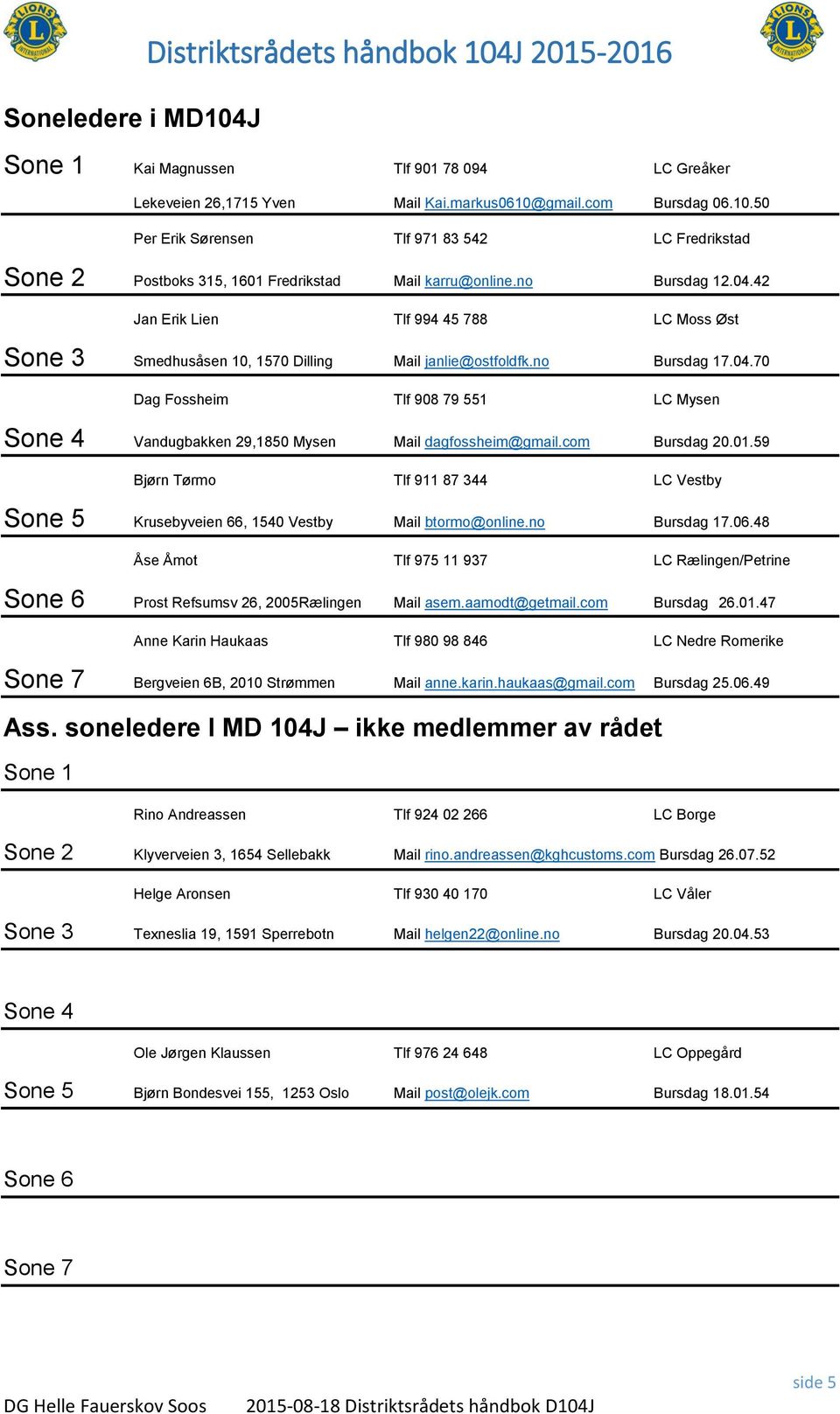 com Bursdag 20.01.59 Bjørn Tørmo Tlf 911 87 344 LC Vestby Sone 5 Krusebyveien 66, 1540 Vestby Mail btormo@online.no Bursdag 17.06.