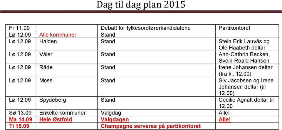09 Råde Stand Irene Johansen deltar (fra kl. 12.00) Lø 12.09 Moss Stand Siv Jacobsen og Irene Johansen deltar (til 12.