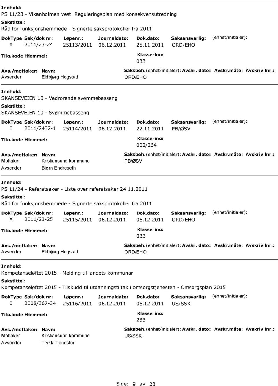 2011/23-25 25115/2011 Eldbjørg Hogstad Kompetanseløftet 2015 - Melding til landets kommunar Kompetanseløftet 2015 - Tilskudd til utdanningstiltak i omsorgstjenesten -