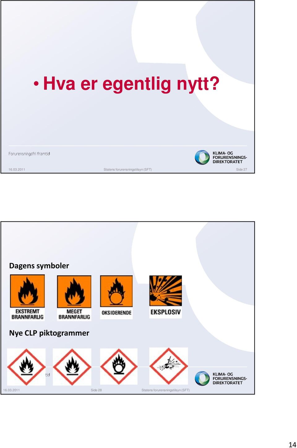 Side 27 Dagens symboler Nye CLP