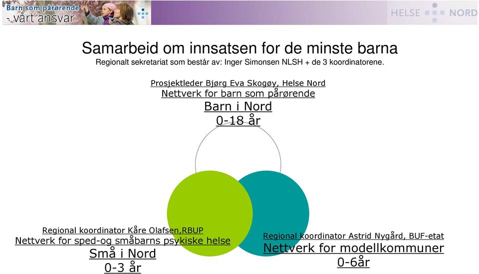 Prosjektleder Bjørg Eva Skogøy, Helse Nord Nettverk for barn som pårørende Barn i Nord 0-18 år