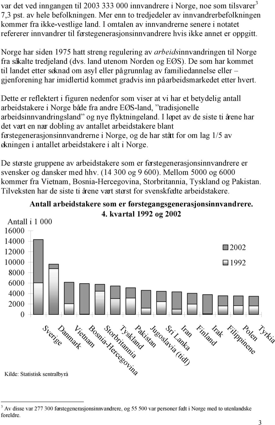 Norge har siden 1975 hatt streng regulering av arbeidsinnvandringen til Norge fra såkalte tredjeland (dvs. land utenom Norden og EØS).