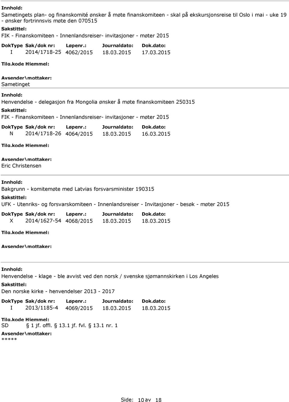 2015 Sametinget Henvendelse - delegasjon fra Mongolia ønsker å møte finanskomiteen 25031