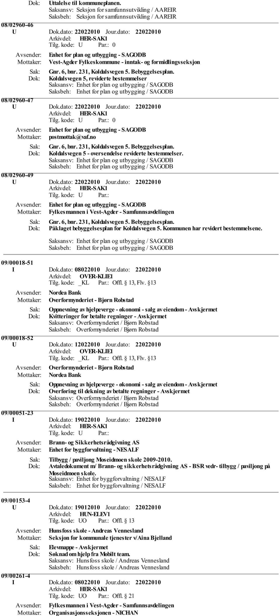Koldalsvegen 5, reviderte bestemmelser Saksansv: Enhet for plan og utbygging / SAGODB Saksbeh: Enhet for plan og utbygging / SAGODB 08/02960-47 U Dok.dato: Jour.