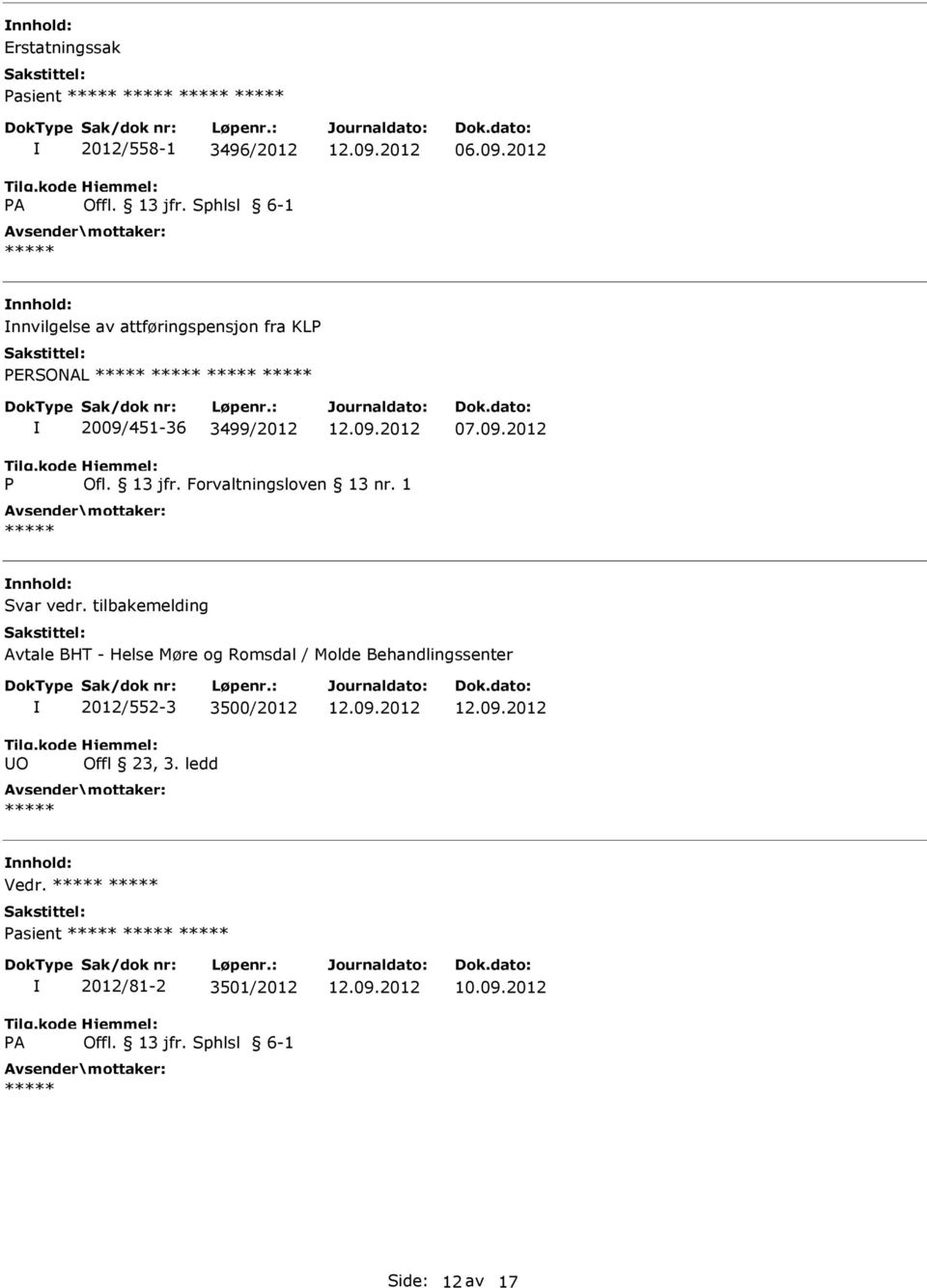 Forvaltningsloven 13 nr. 1 Svar vedr.