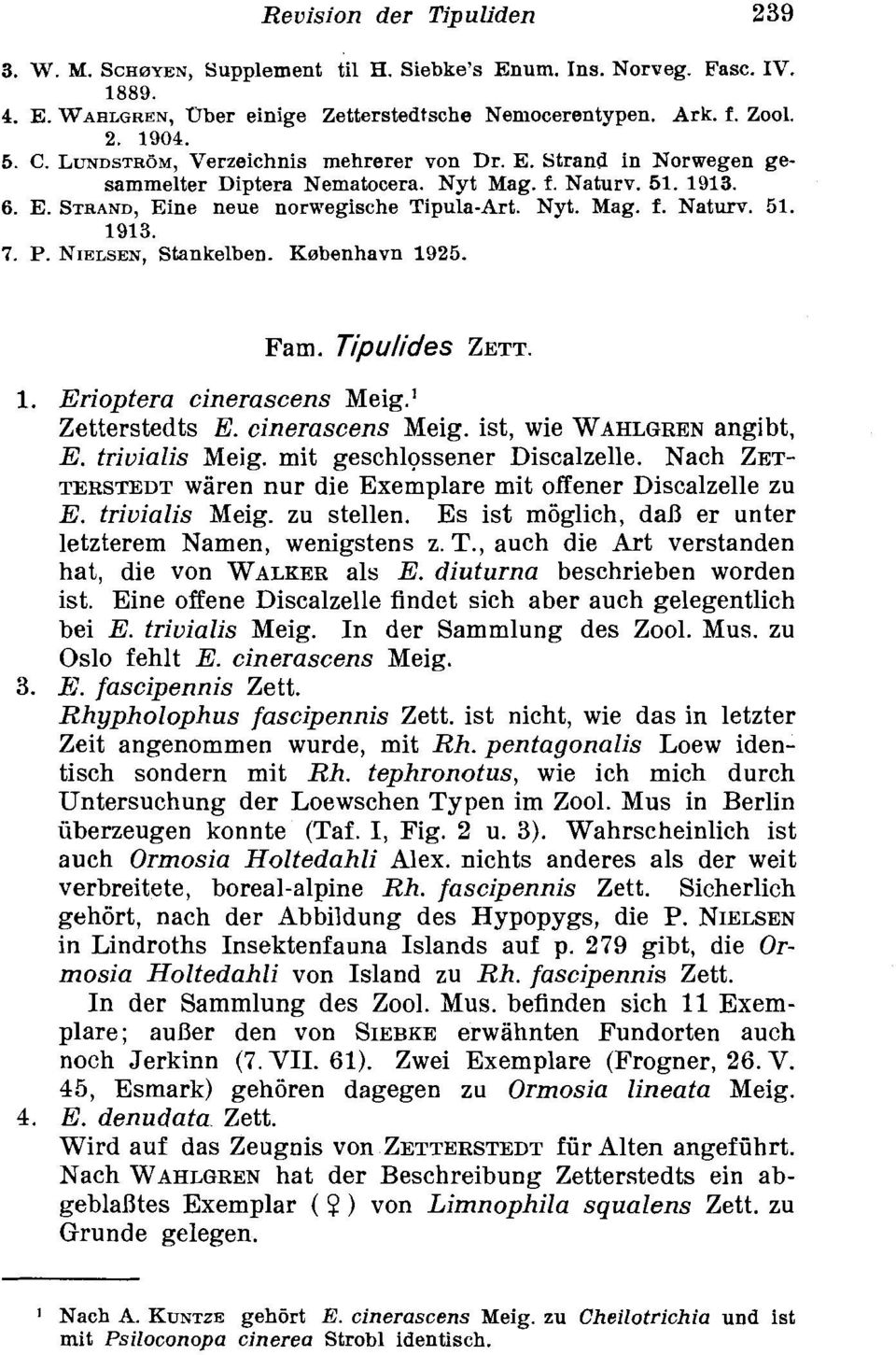 P. NIELSEN, Stankelben. K~benhavn 1925. Fam. Tl;oulides ZETT. 1. Erioptera cinerascens Meig.' Zetterstedts E. cinerascens Meig. ist, wie WAHLGREN angibt, E. trivialis Meig.