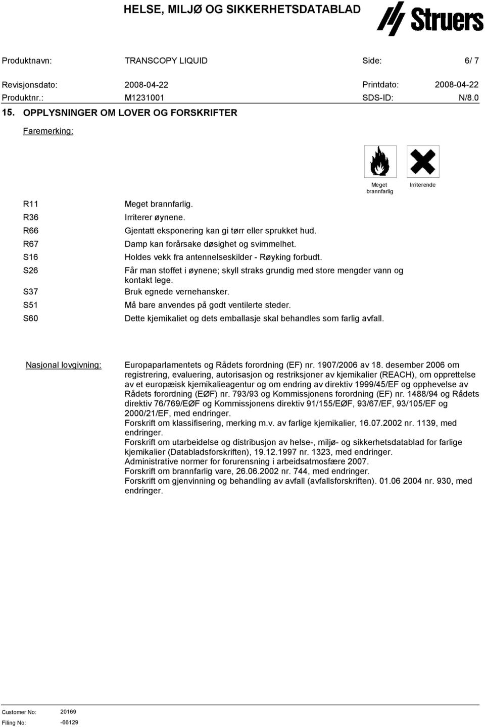 Bruk egnede vernehansker. Må bare anvendes på godt ventilerte steder. Dette kjemikaliet og dets emballasje skal behandles som farlig avfall.