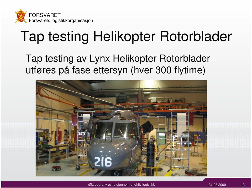 Helikopter Rotorblader utføres på