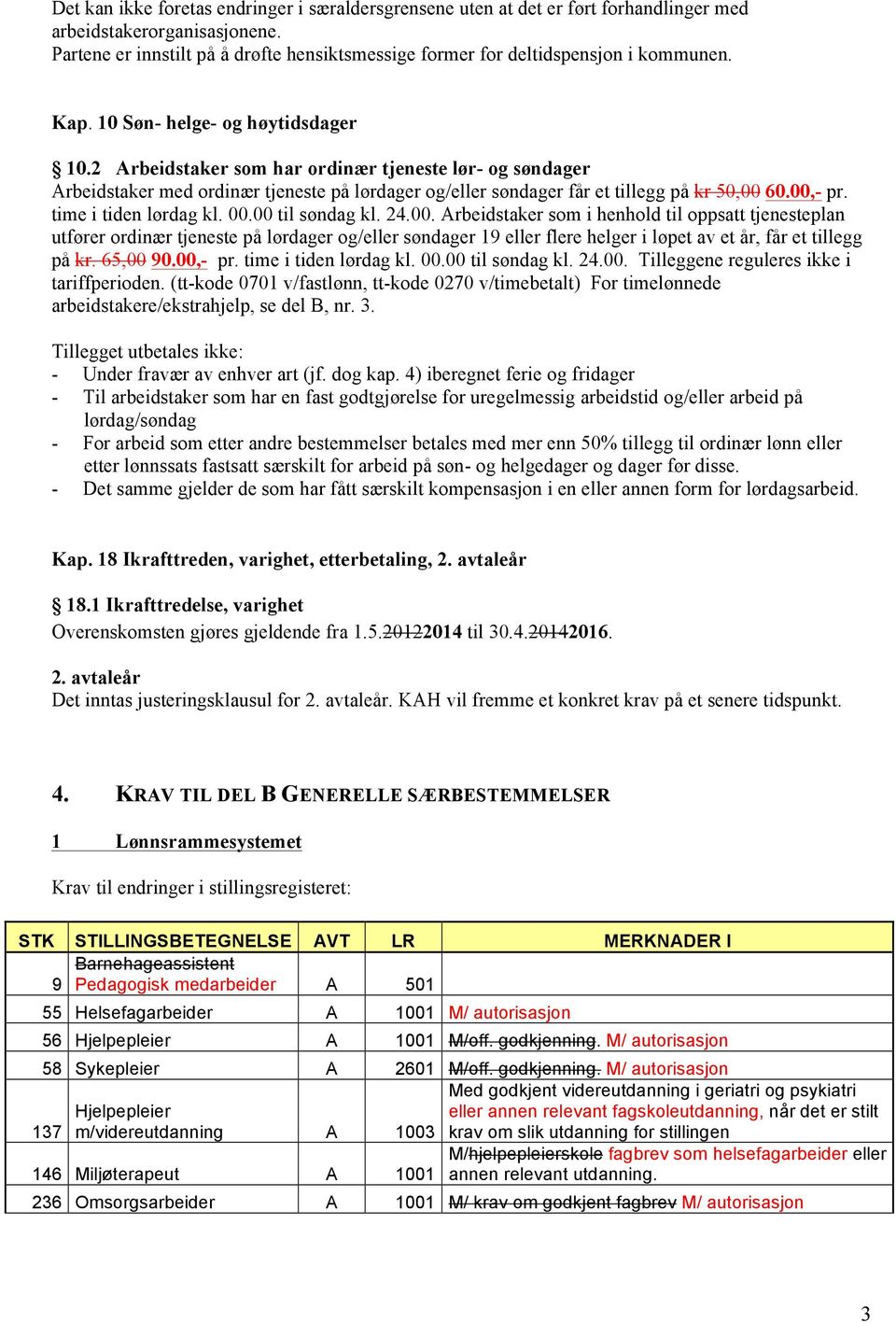 2 Arbeidstaker som har ordinær tjeneste lør- og søndager Arbeidstaker med ordinær tjeneste på lørdager og/eller søndager får et tillegg på kr 50,00 60.00,- pr. time i tiden lørdag kl. 00.