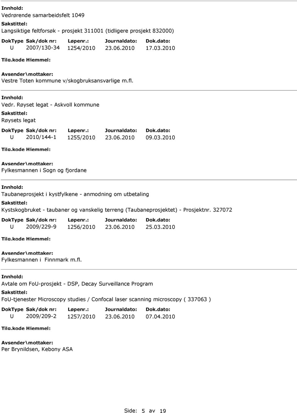 2010 Fylkesmannen i Sogn og fjordane Taubaneprosjekt i kystfylkene - anmodning om utbetaling Kystskogbruket - taubaner og vanskelig terreng (Taubaneprosjektet) - Prosjektnr.