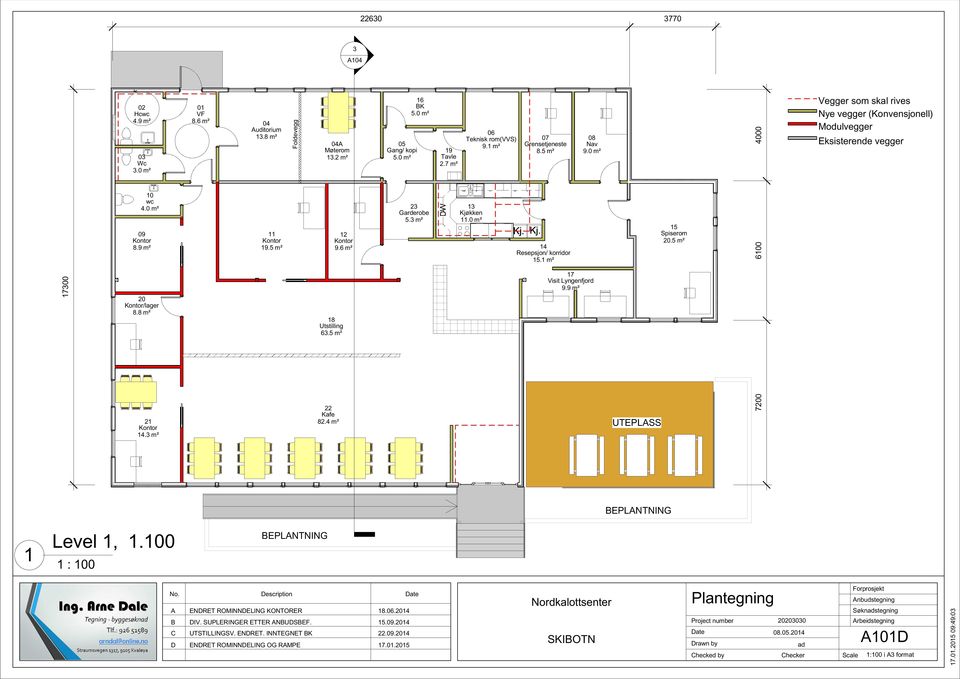 1 m² 13 Kjøkken 11.0 m² 07 Grensetjeneste 8.5 m² 14 Resepsjon/ korridor 15.1 m² 08 Nav 9.0 m² 17 Visit Lyngenfjord 9.9 m² UTEPLASS 15 Spiserom 20.