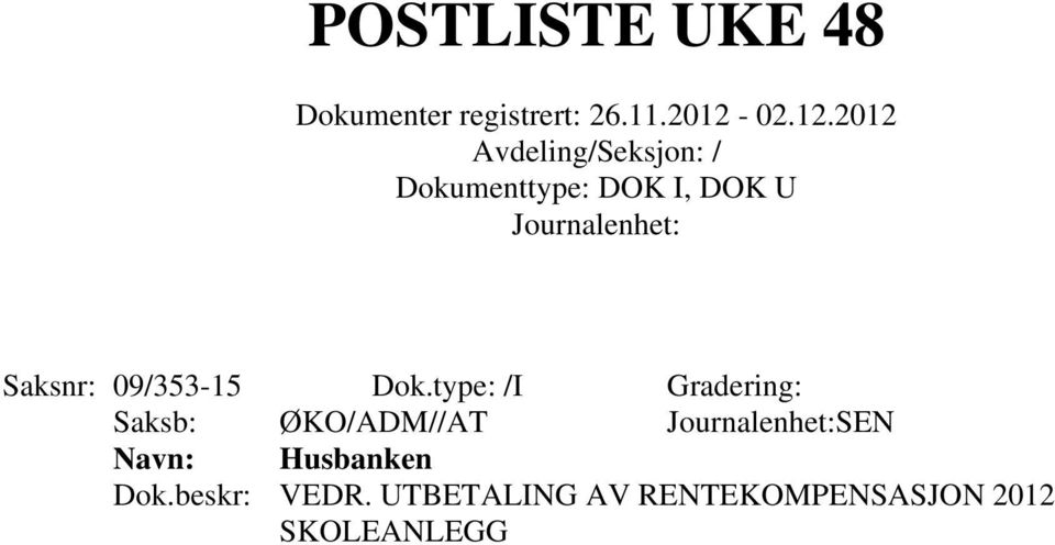 ØKO/ADM//AT SEN Husbanken Dok.