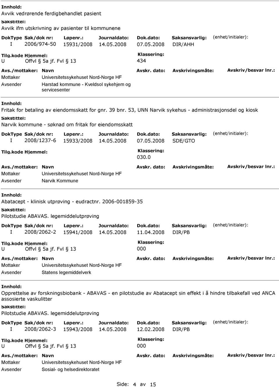 53, NN Narvik sykehus - administrasjonsdel og kiosk Narvik kommune - søknad om fritak for eiendomsskatt 2008/