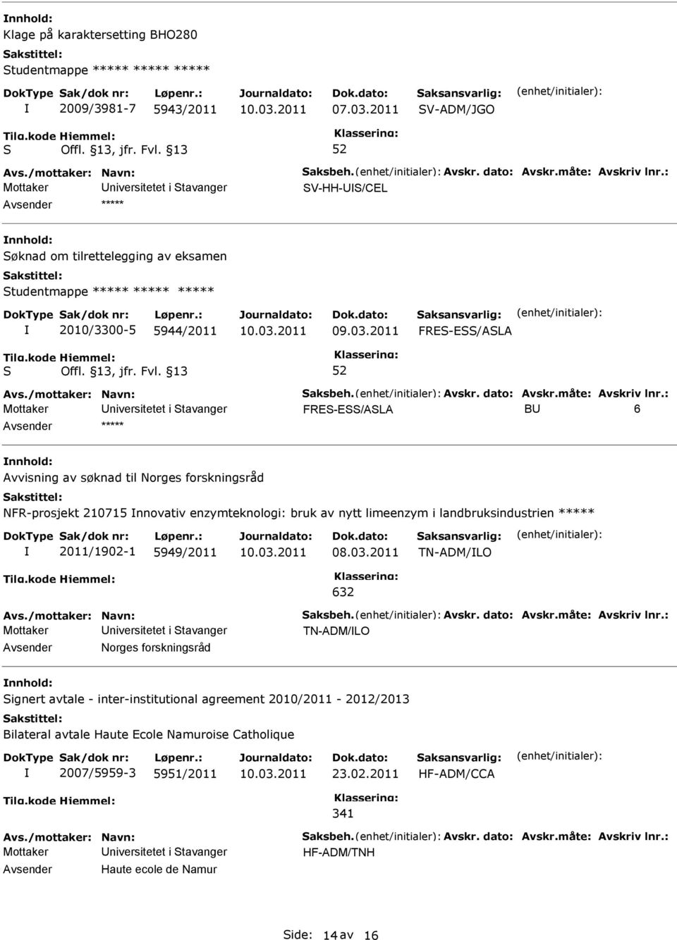 2011 FRE-E/ALA FRE-E/ALA B 6 Avvisning av søknad til Norges forskningsråd NFR-prosjekt 210715 nnovativ enzymteknologi: bruk av nytt limeenzym i landbruksindustrien