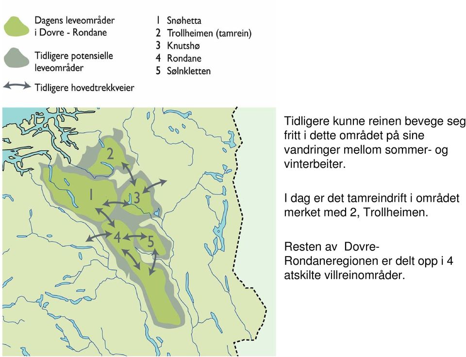 I dag er det tamreindrift i området merket med 2,