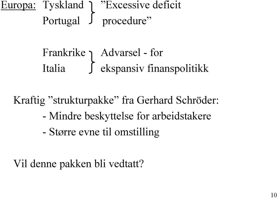 strukturpakke fra Gerhard Schröder: - Mindre beskyttelse for