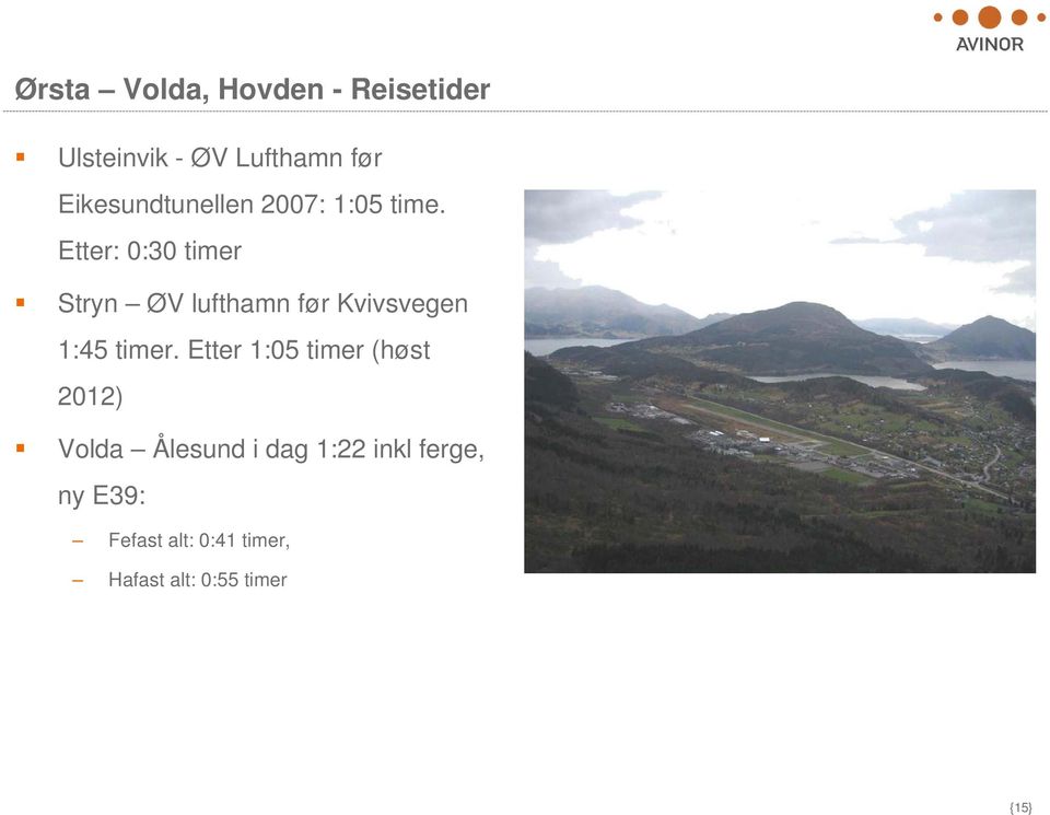 Etter: 0:30 timer Stryn ØV lufthamn før Kvivsvegen 1:45 timer.