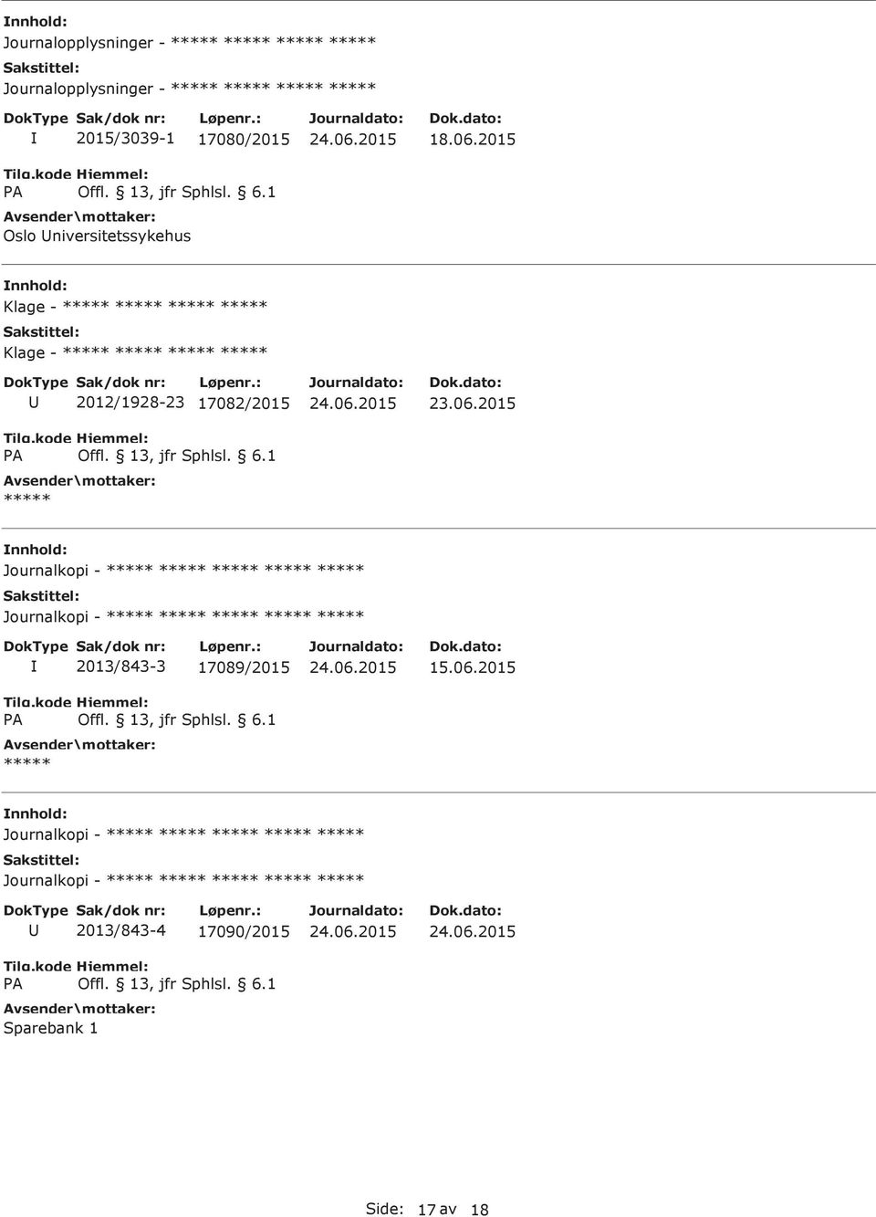 2015 Klage - Klage - 2012/1928-23 17082/2015 Journalkopi -