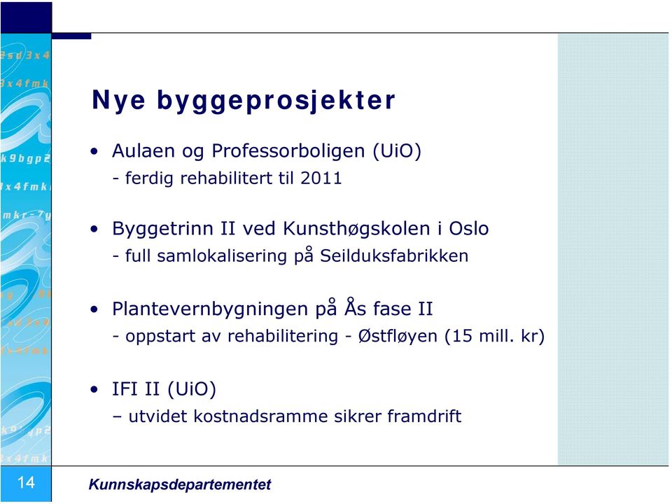 Plantevernbygningen på Ås fase II - oppstart av rehabilitering - Østfløyen (15 mill.