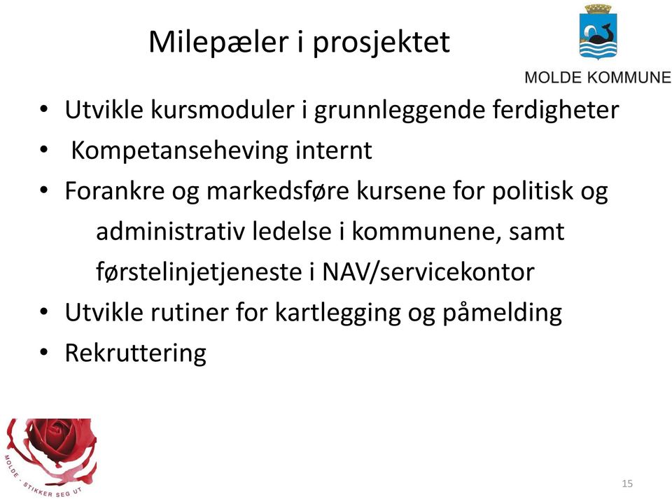 og administrativ ledelse i kommunene, samt førstelinjetjeneste i