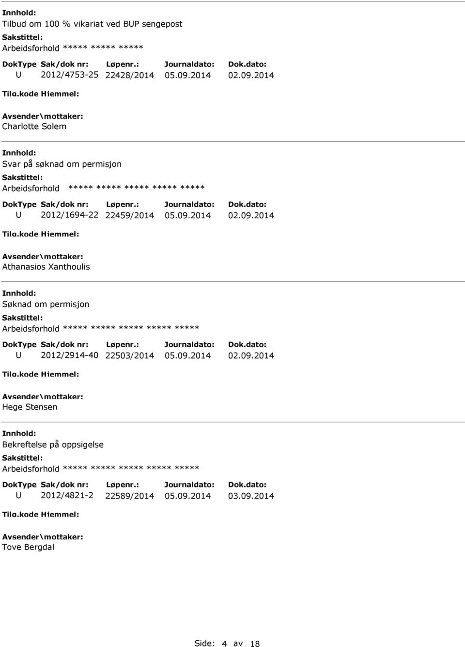 2014 Athanasios Xanthoulis Søknad om permisjon 2012/2914-40 22503/2014 02.09.