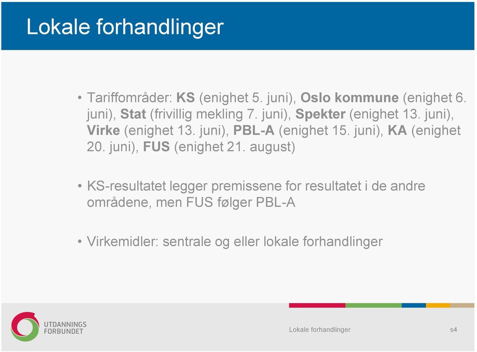 juni), PBL-A (enighet 15. juni), KA (enighet 20. juni), FUS (enighet 21.