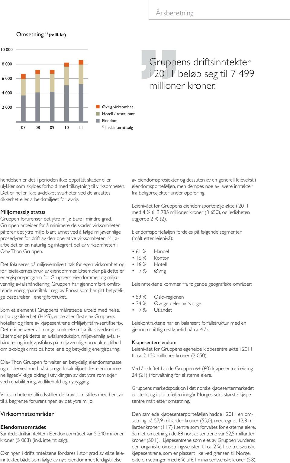 Det er heller ikke avdekket svakheter ved de ansattes sikkerhet eller arbeidsmiljøet for øvrig. Miljømessig status Gruppen forurenser det ytre miljø bare i mindre grad.