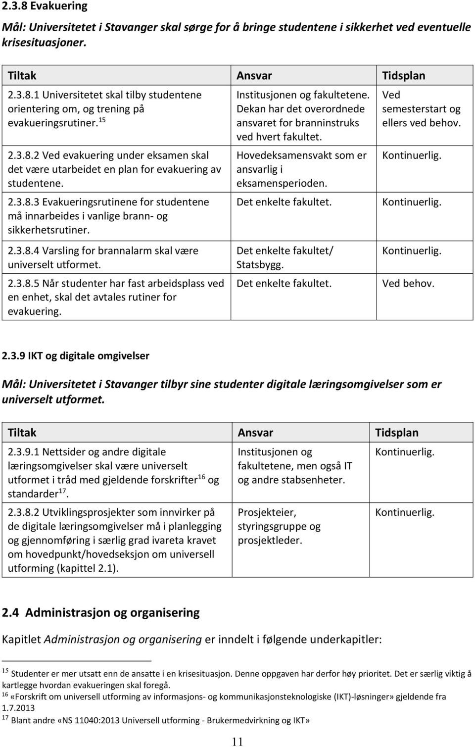 2.3.8.4 Varsling for brannalarm skal være universelt utformet. 2.3.8.5 Når studenter har fast arbeidsplass ved en enhet, skal det avtales rutiner for evakuering. Institusjonen og fakultetene.