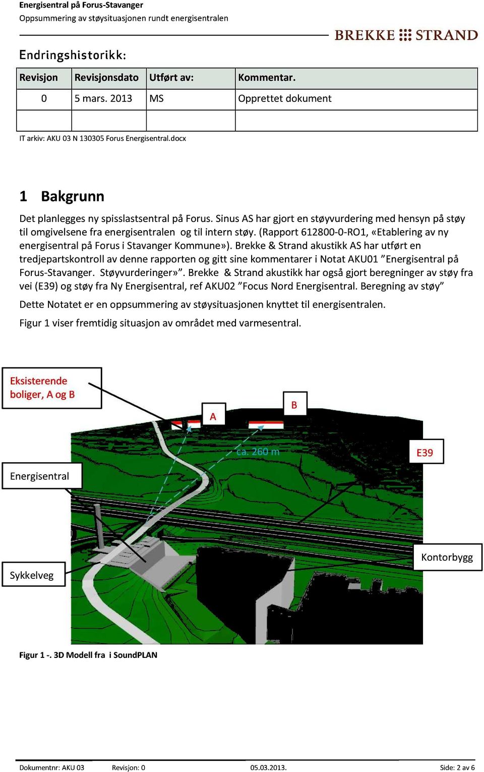 SinusAShar gjort en støyvurderingmed hensynpå støy til omgivelsenefra energisentralenog til intern støy.(rapport612800-0-ro1,«etableringav ny energisentralpå Forusi StavangerKommune»).