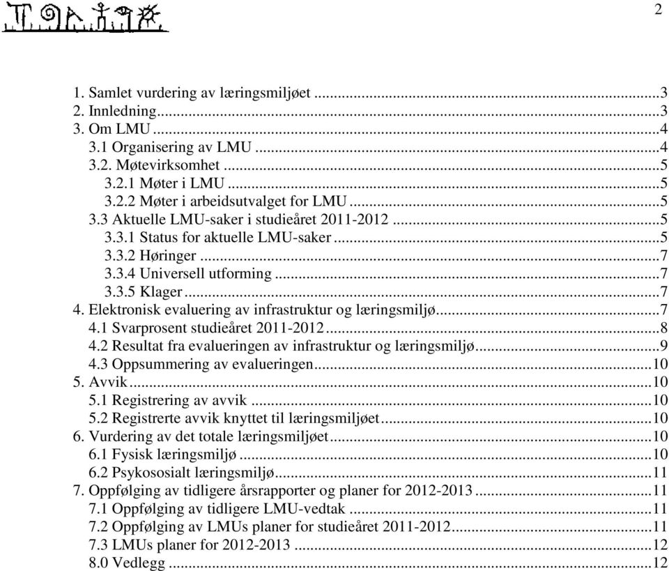 .. 8 4.2 Resultat fra evalueringen av infrastruktur og læringsmiljø... 9 4.3 Oppsummering av evalueringen... 10 5. Avvik... 10 5.1 Registrering av avvik... 10 5.2 Registrerte avvik knyttet til læringsmiljøet.