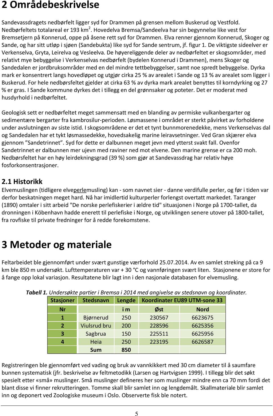 Elva renner gjennom Konnerud, Skoger og Sande, og har sitt utløp i sjøen (Sandebukta) like syd for Sande sentrum, jf. figur 1. De viktigste sideelver er Verkenselva, Gryta, Leirelva og Vesleelva.