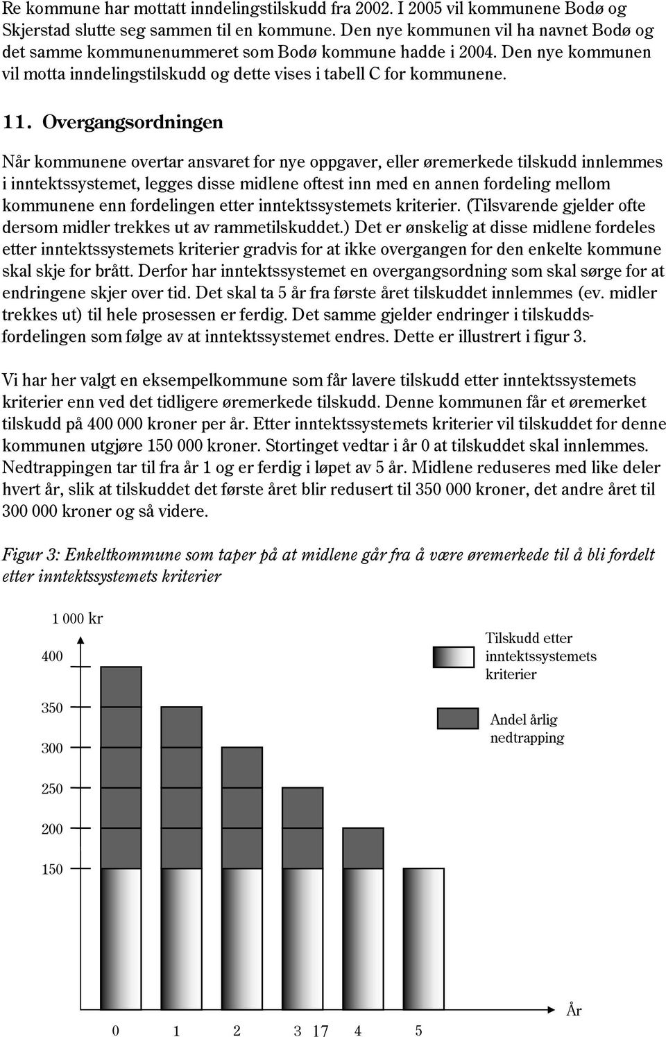 Overgangsordningen Når kommunene overtar ansvaret for nye oppgaver, eller øremerkede tilskudd innlemmes i inntektssystemet, legges disse midlene oftest inn med en annen fordeling mellom kommunene enn