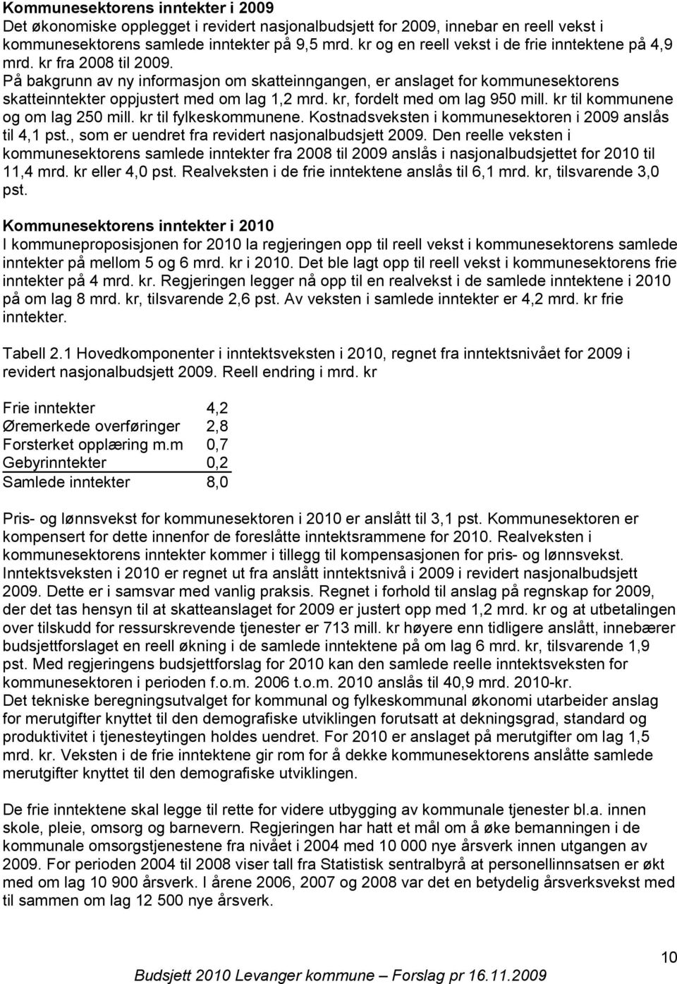 På bakgrunn av ny informasjon om skatteinngangen, er anslaget for kommunesektorens skatteinntekter oppjustert med om lag 1,2 mrd. kr, fordelt med om lag 950 mill. kr til kommunene og om lag 250 mill.