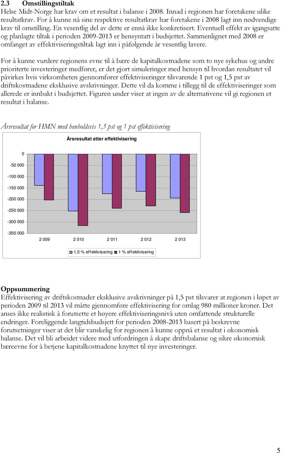 Eventuell effekt av igangsatte og planlagte tiltak i perioden 29-213 er hensyntatt i budsjettet. Sammenlignet med 28 er omfanget av effektiviseringstiltak lagt inn i påfølgende år vesentlig lavere.