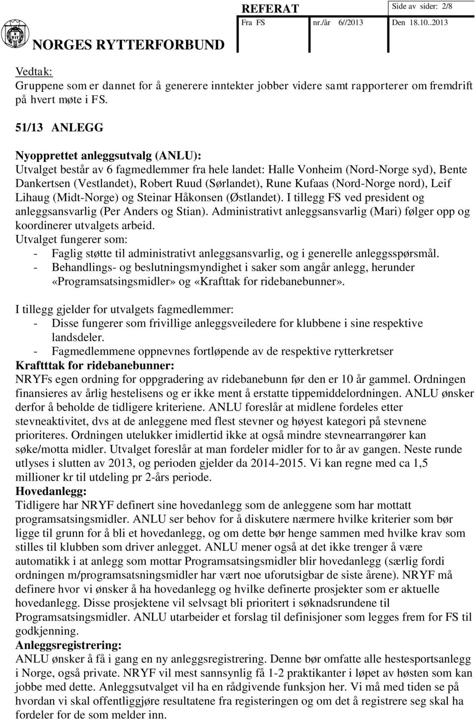 (Nord-Norge nord), Leif Lihaug (Midt-Norge) og Steinar Håkonsen (Østlandet). I tillegg FS ved president og anleggsansvarlig (Per Anders og Stian).