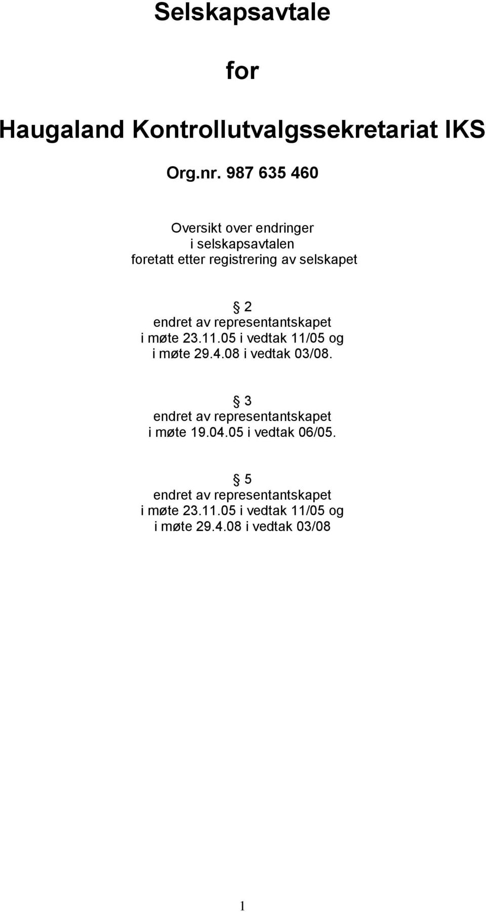 av representantskapet i møte 23.11.05 i vedtak 11/05 og i møte 29.4.08 i vedtak 03/08.