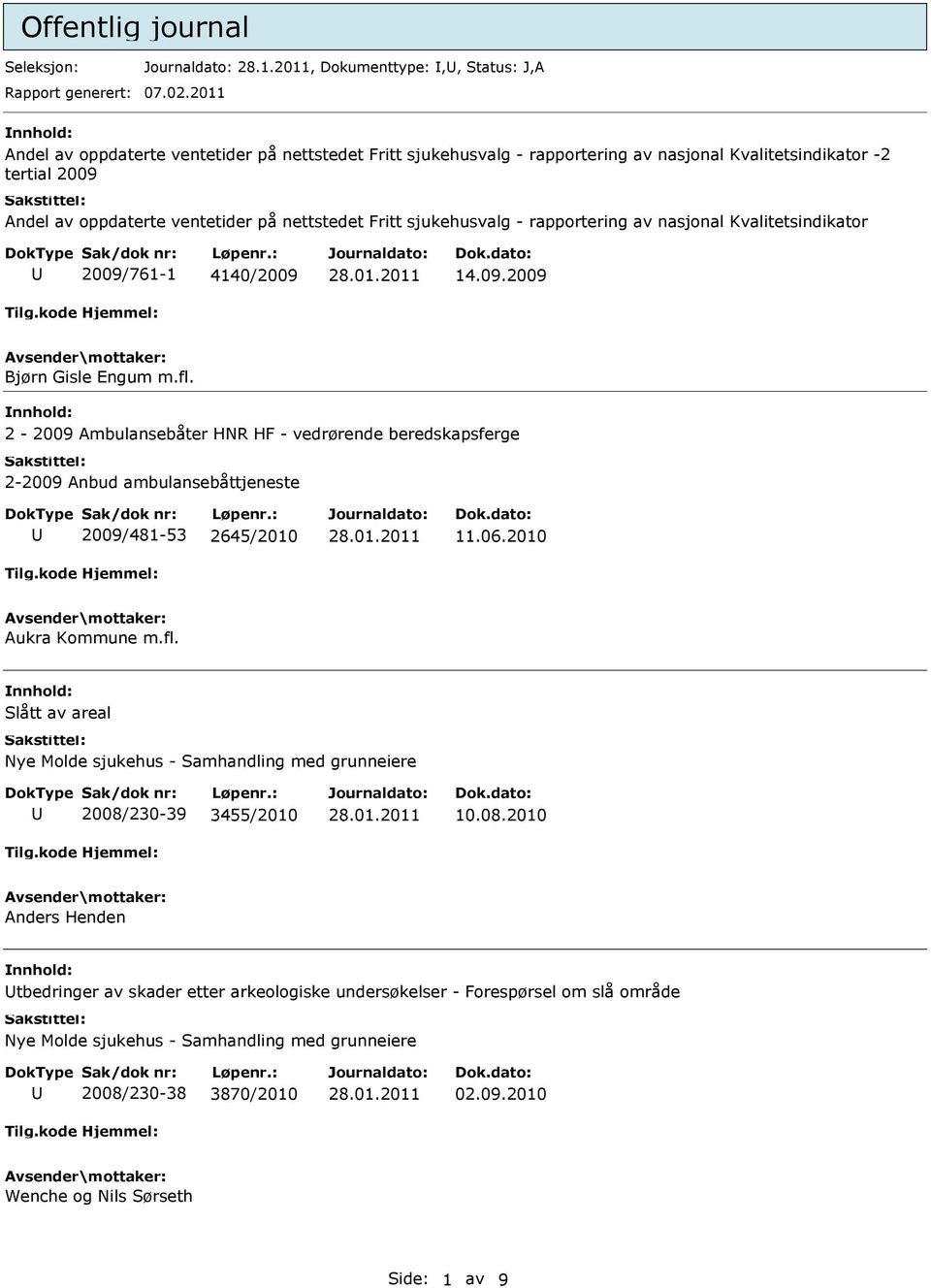 rapportering av nasjonal Kvalitetsindikator 2009/761-1 4140/2009 14.09.2009 Bjørn Gisle Engum m.fl.