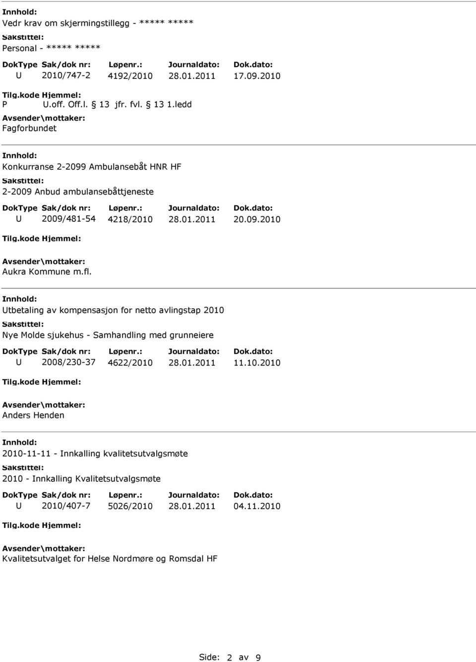 tbetaling av kompensasjon for netto avlingstap 2010 