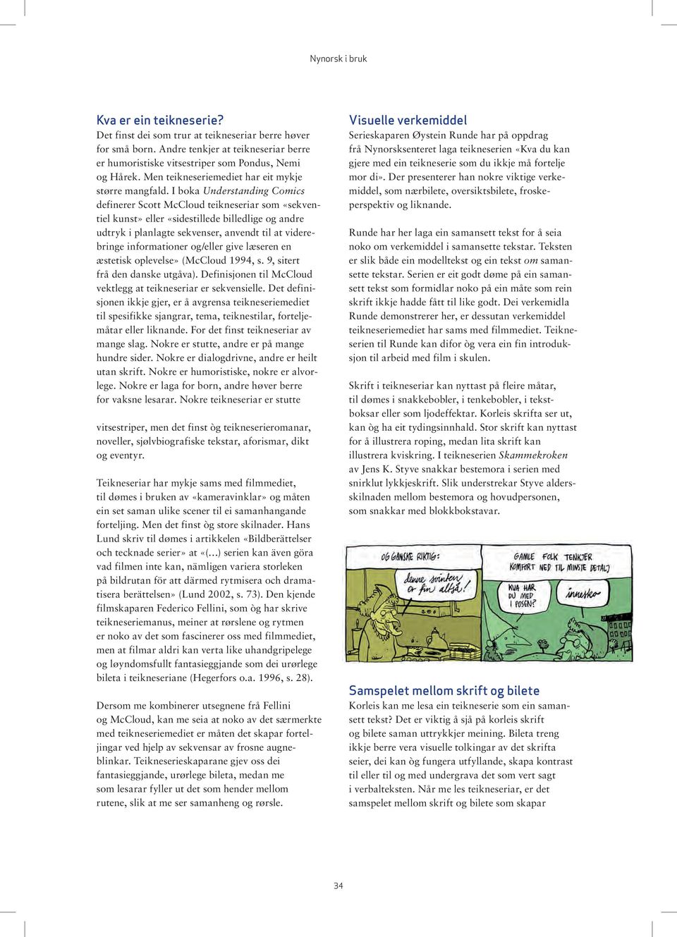 I boka Understanding Comics definerer Scott McCloud teikneseriar som «sekventiel kunst» eller «sidestillede billedlige og andre udtryk i planlagte sekvenser, anvendt til at viderebringe informationer
