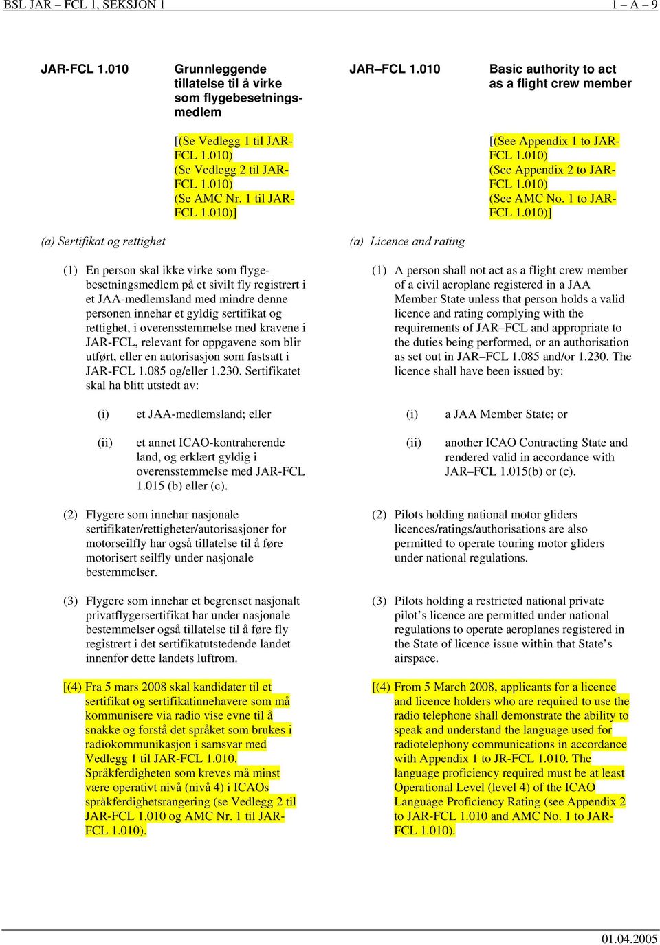 010) (See Appendix 2 to JAR- FCL 1.010) (See AMC No. 1 to JAR- FCL 1.