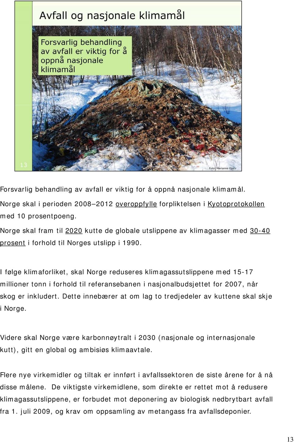 I følge klimaforliket, skal Norge reduseres klimagassutslippene med 15-17 millioner tonn i forhold til referansebanen i nasjonalbudsjettet for 2007, når skog er inkludert.