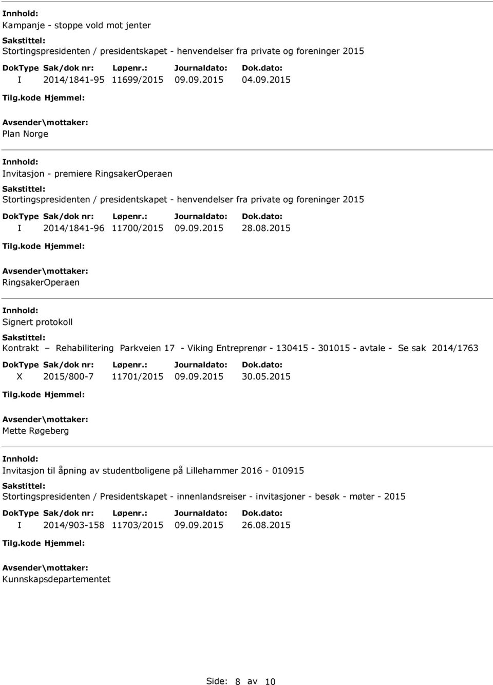 2015 RingsakerOperaen Signert protokoll Kontrakt Rehabilitering Parkveien 17 - Viking Entreprenør - 130415-301015 - avtale - Se sak 2014/1763 X