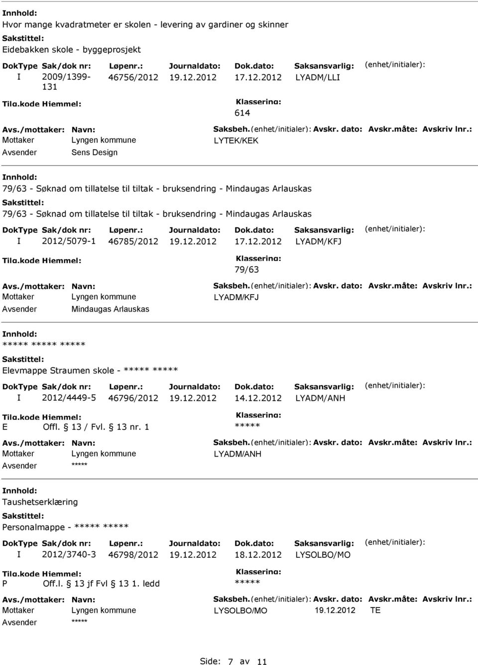 tillatelse til tiltak - bruksendring - Mindaugas Arlauskas 2012/5079-1 46785/2012 LYADM/KFJ 79/63 LYADM/KFJ Mindaugas Arlauskas nnhold: