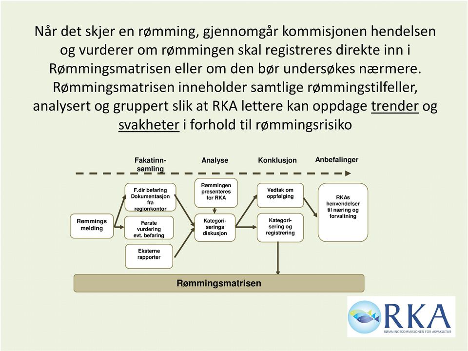 Rømmingsmatrisen inneholder samtlige rømmingstilfeller, analysert og gruppert slik at RKA lettere kan oppdage trenderog svakheter i forhold til rømmingsrisiko