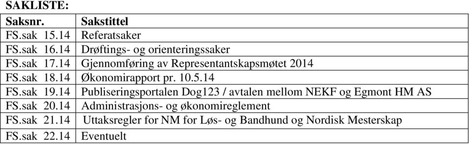 14 Publiseringsportalen Dog123 / avtalen mellom NEKF og Egmont HM AS FS.sak 20.